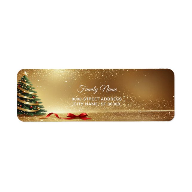Christmas Tree Ribbons Return Address Label (Front)