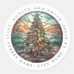 Christmas Tree Round Stickers