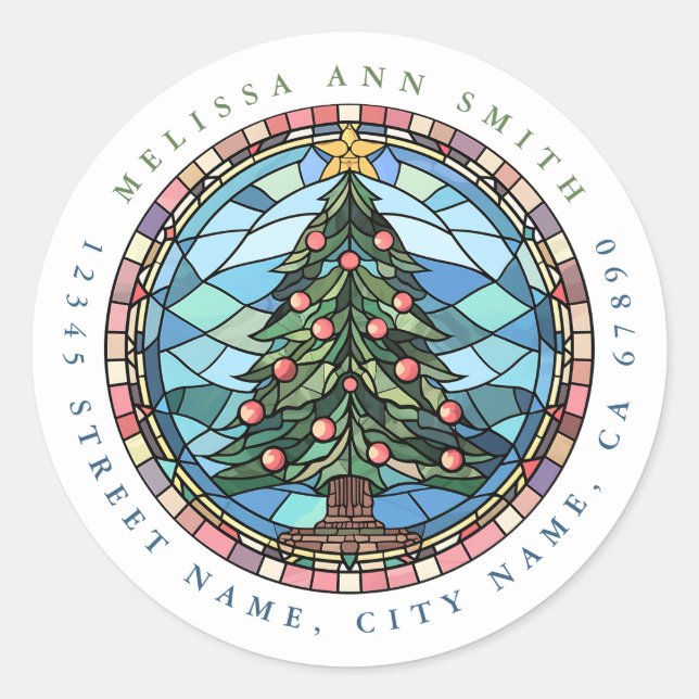 Christmas Tree Round Stickers (Front)