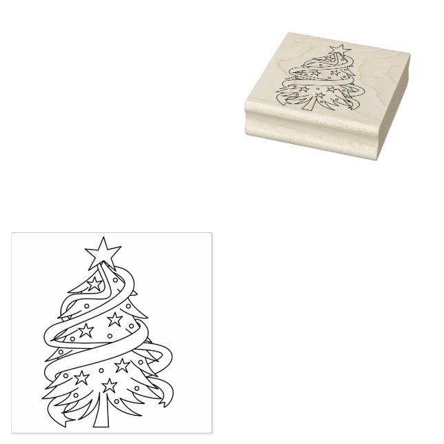 Christmas Tree Rubber Stamp (Stamped)