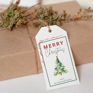 Christmas Tree Rustic Green Plaid Gift Tag