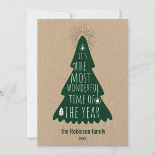 Christmas Tree Rustic Personalized Holiday Card