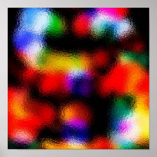 Christmas tree’s lights trough the frosted window poster
