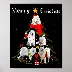 Christmas Tree Samoyed Lover Xmas Dog Owner New Ye Poster