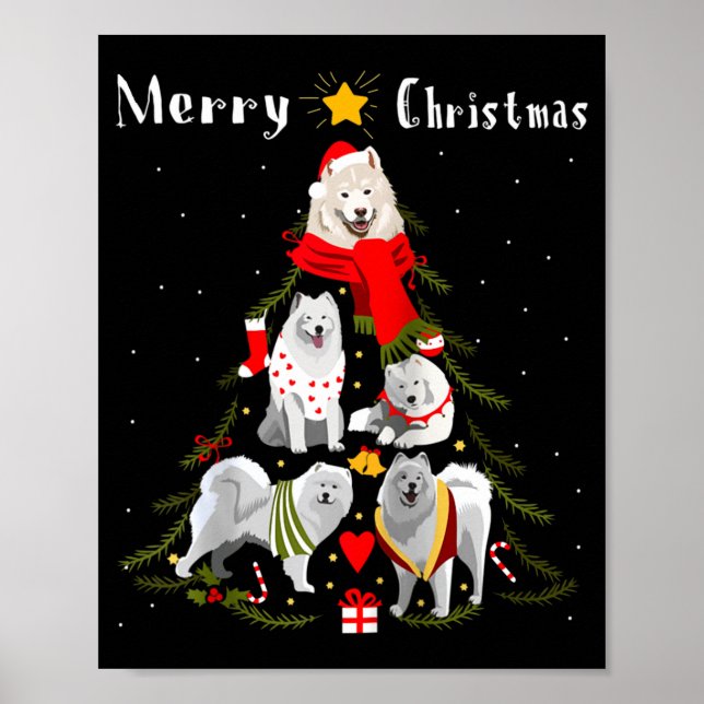Christmas Tree Samoyed Lover Xmas Dog Owner New Ye Poster (Front)