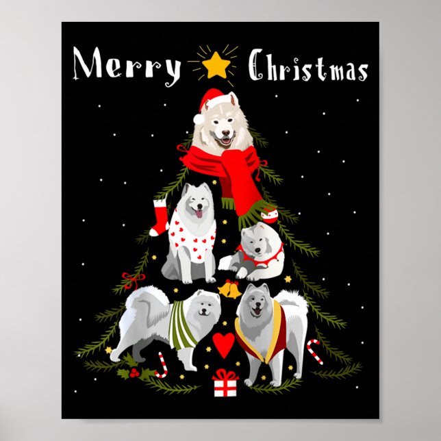 Christmas Tree Samoyed Lover Xmas Dog Owner New Ye Poster (Front)