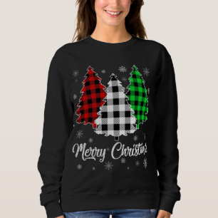 Christmas Tree Santa Buffalo Plaid Print Merry Chr Sweatshirt