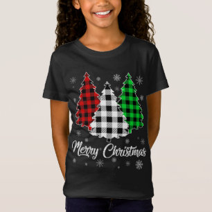 Christmas Tree Santa Buffalo Plaid Print Merry Chr T-Shirt