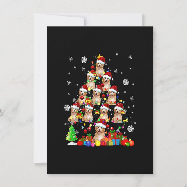 Christmas Tree Santa Cavapoo Christmas Lights Sant Invitation (Front)