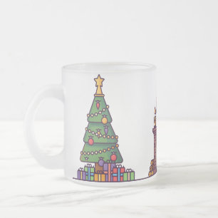 christmas Tree Santa claus white elephant gift  Frosted Glass Coffee Mug