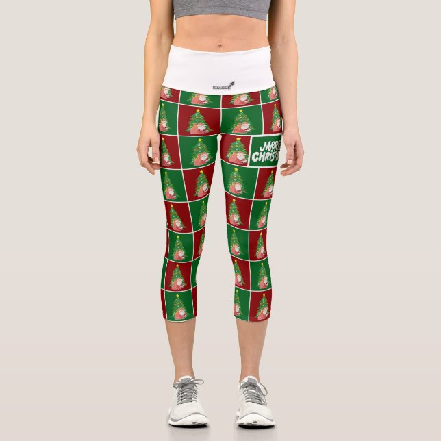 Christmas tree | Santa | customisable | blackfly Capri Leggings (Front)