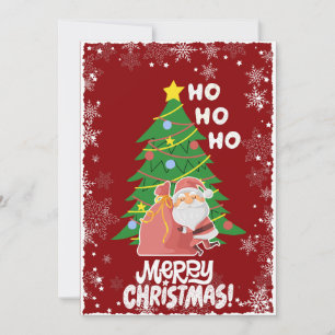 Christmas tree   Santa   customisable Holiday Card