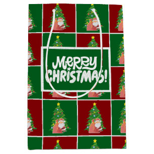 Christmas tree   Santa   customisable Medium Gift Bag