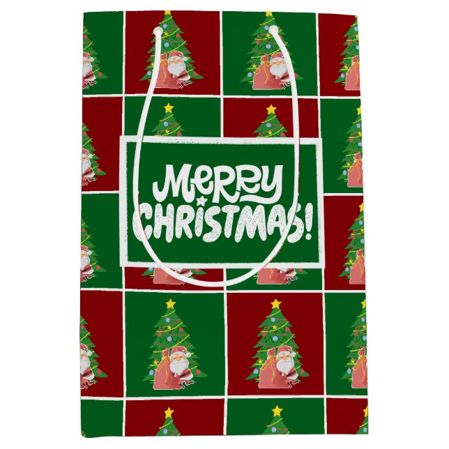 Christmas tree | Santa | customisable Medium Gift Bag (Front)