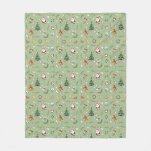 Christmas Tree Santa cute character holiday design Fleece Blanket