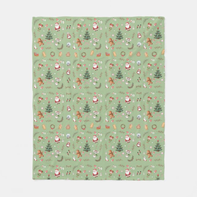 Christmas Tree Santa cute character holiday design Fleece Blanket (Front)