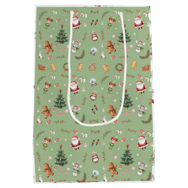 Christmas Tree Santa cute character holiday design Medium Gift Bag (Back)