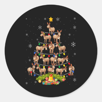 Christmas Tree Santa Hat Lights Xmas  Classic Round Sticker