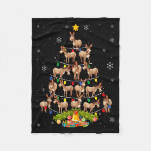 Christmas Tree Santa Hat Lights Xmas  Fleece Blanket