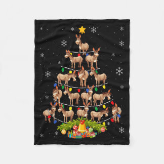Christmas Tree Santa Hat Lights Xmas  Fleece Blanket