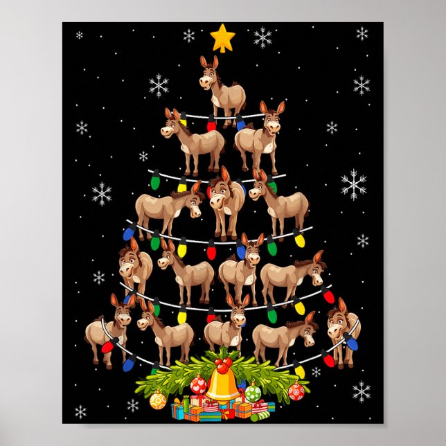 Christmas Tree Santa Hat Lights Xmas  Poster (Front)