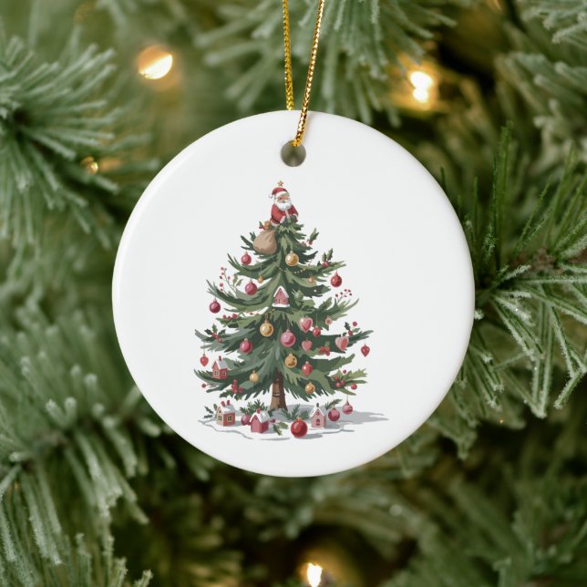 Christmas Tree Santa Merry Christmas Ceramic Tree Decoration (Tree)