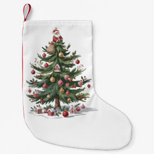 Christmas Tree Santa Merry Christmas Small Christmas Stocking