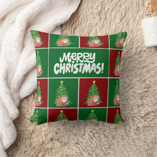 Christmas tree Santa red green Cushion