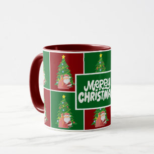 Christmas tree   Santa   red green Mug
