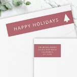 Christmas Tree | Scandi Minimalist Return Address Wrap Around Label<br><div class="desc">Minimalist, bold and simple christmas tree silhouette design wrap around happy holidays labels in a 'scandi' scandinavian design style. The modern, minimal and bold design stands out from traditional christmas designs and is the perfect choice for the festive season. Can be easily personalised with your holiday message and return address...</div>