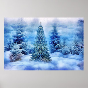 Christmas tree scene poster