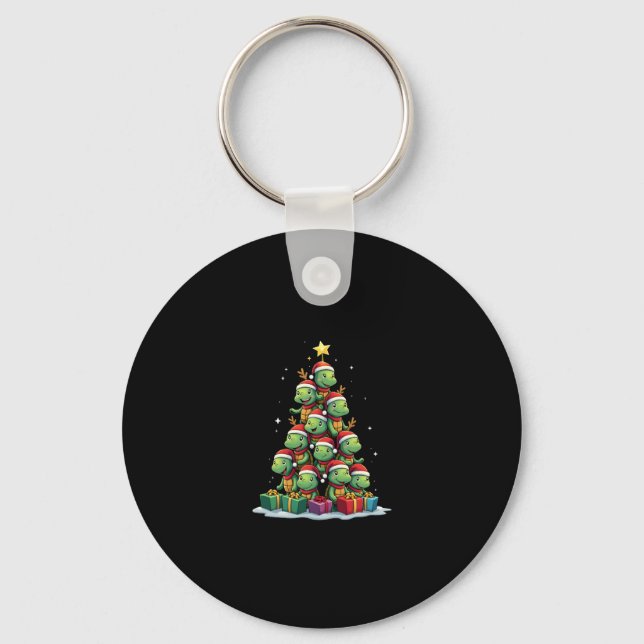 Christmas Tree Sea Turtle Turtles Tortoise T-Shirt Key Ring (Front)