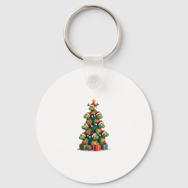 Christmas Tree Sea Turtle Turtles Tortoise T-Shirt Key Ring (Front)