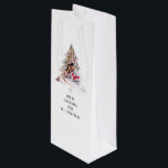 Christmas Tree Shape Photo Name Merry Christmas  Wine Gift Bag<br><div class="desc">Christmas Tree Shape Photo Name Merry Christmas. Add a truly personal touch to your festive gifts,  with your greeting and name,  and replace the sample image with your own which is within a Christmas tree shape. On the back,  personalise with your recipients name and your own.</div>