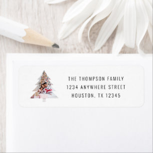 Christmas Tree Shape Photo Return Name Address