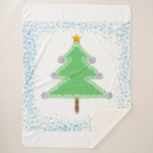 Christmas Tree Sherpa Blanket (Front)