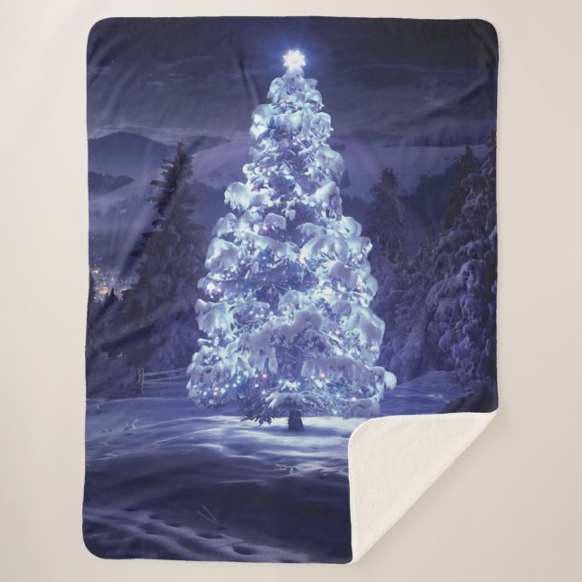 Christmas Tree  Sherpa Blanket (Front)