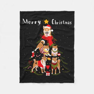Christmas Tree Shiba Inu Lover Xmas Dog Owner New  Fleece Blanket