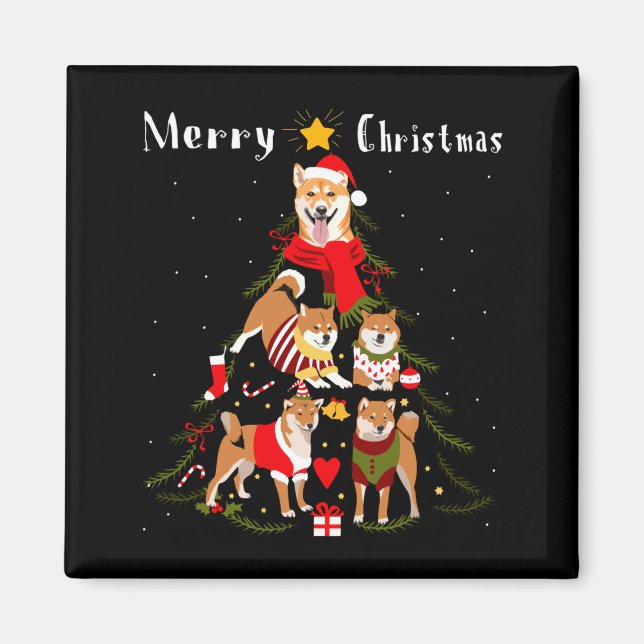 Christmas Tree Shiba Inu Lover Xmas Dog Owner New  Magnet (Front)