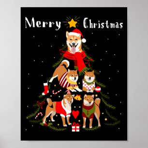 Christmas Tree Shiba Inu Lover Xmas Dog Owner New  Poster