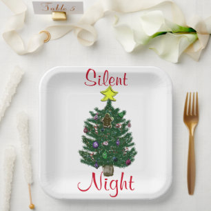 Christmas Tree Silent Night Paper Plate