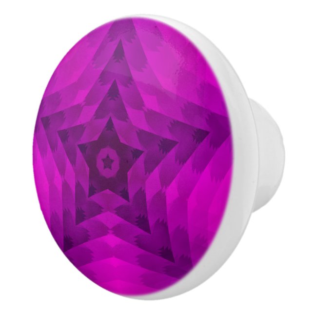 Christmas Tree Silhouette & Purple Star Gradient Ceramic Knob (Right)