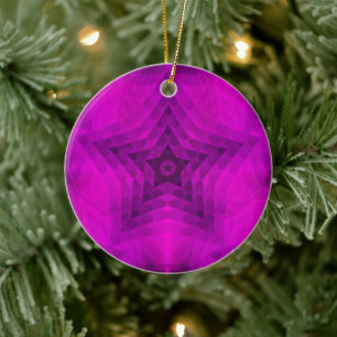 Christmas Tree Silhouette & Purple Star Gradient Ceramic Tree Decoration