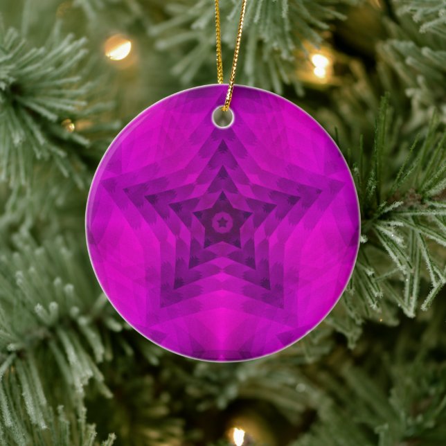 Christmas Tree Silhouette & Purple Star Gradient Ceramic Tree Decoration (Tree)