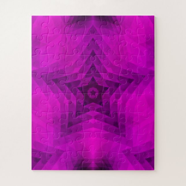 Christmas Tree Silhouette & Purple Star Gradient Jigsaw Puzzle (Vertical)