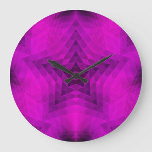 Christmas Tree Silhouette & Purple Star Gradient Large Clock