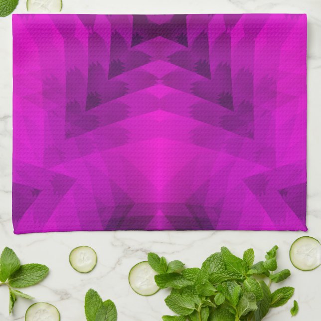 Christmas Tree Silhouette & Purple Star Gradient Tea Towel (Folded)