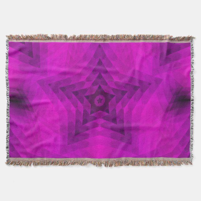 Christmas Tree Silhouette & Purple Star Gradient Throw Blanket (Front)