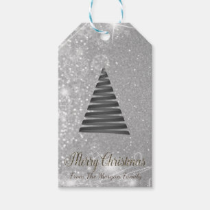 Christmas Tree, Silver Glitter - Personalised Gift Tags