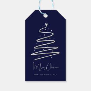 Christmas tree silver stylish minimalist custom  gift tags